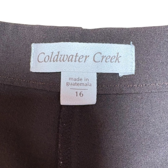 COLDWATER CREEK Stretch Poly Rayon Wide Leg Flat Front Trousers Dark Brown Sz 16 - Picture 4 of 10